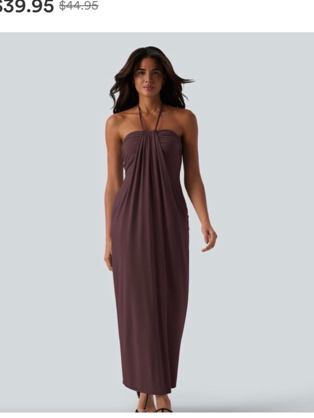 HALARA Strapless Halter Maxi Dress in Plum